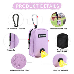 휴대용 개 똥 가방 홀더 사용자 정의 로고 방수 옥스포드 폐기물 가방 디스펜서 개 가죽 끈 애완 동물 산책 훈련 용품 - Product Image 2