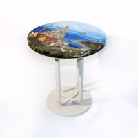 Artisanat en résine pour meubles de maison, salon, table basse en résine époxy avec design marin en galets, table basse ronde moderne de luxe