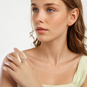 Klassischer Platinbeschichteter Funkelnder Schmetterling Offener Ring Feiner Schmuck für Frauen Verstellbarer Ring - Product Image 6
