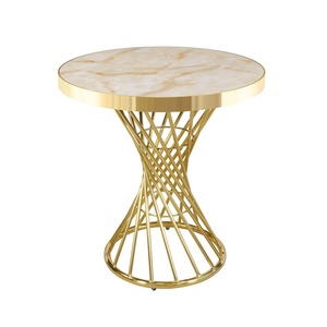 Table basse moderne en marbre avec structure en acier inoxydable, design écologique et durable pour salon, appartement, hôtel - Product Image 2