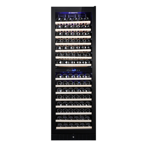 Vinopro Grande cave à vin commerciale à double zone <span class=keywords><strong>de</strong></span> 164 bouteilles, vitrine en verre noir, 428L, réfrigérateur à vin pour restaurant - Product Image 1
