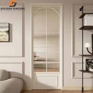 Porte française en verre arqué en aluminium moderne GS avec grille décorative pour séparateur de pièce intérieur de villa de luxe - Product Image 4