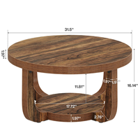 Table basse ronde moderne en bois avec étagère de rangement, style rustique, mobilier de salon pour appartement et hôtel, vente en gros
