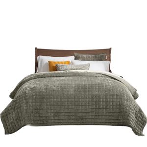 Luxury Modern Velvet Quilt Set Dusty Mauve Pink Oversized Coverlet <b>Bedspread</b> King Size <b>Quilted</b> Comforter Bedding Set - Product Image 5