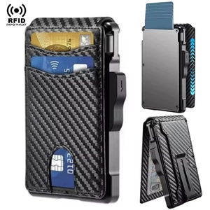 RFID pop-up ad accesso rapido in alluminio metallo portacarte <span class=keywords><strong>portafoglio</strong></span> <span class=keywords><strong>uomo</strong></span> in pelle <span class=keywords><strong>portafoglio</strong></span> RFID business titolare della carta di credito in pelle - Product Image 1