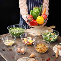 Ensemble de 3 grands bols à mélanger en verre borosilicate pour la cuisine, avec couvercles, compatibles lave-vaisselle, gain de place, empilables, bord doré, écologiques