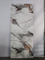 Panneaux muraux en plastique effet carrelage béton, motif nuages dorés