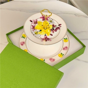 Modern Luxury <b>Bone</b> <b>China</b> 2-Layer Plant Pattern Eco-Friendly Charger Plate Dish - Product Image 5