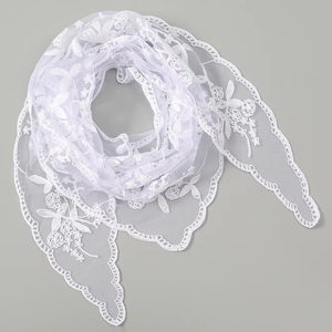 Echarpe légère en dentelle florale douce pour femme <span class=keywords><strong>Voile</strong></span> d'église <span class=keywords><strong>triangulaire</strong></span> avec franges pour <span class=keywords><strong>voile</strong></span> de protection solaire à la mode - Product Image 5