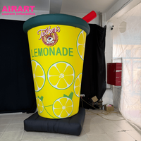 Gobelets à limonade gonflables avec couvercles et pailles, tasses à café gonflables personnalisées pour la décoration des centres commerciaux