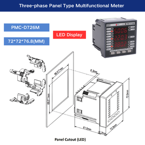 LC/LED มิเตอร์ไฟฟ้าติดแผง3P3W <span class=keywords><strong>3P4W</strong></span> 3เฟส72*72ขนาด RS485อเนกประสงค์สำหรับการจัดการพลังงาน - Product Image 3
