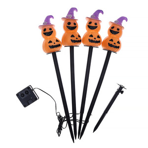 Solar Halloween Garden Outdoor Waterproof <b>Ground</b> <b>Stake</b> Lights Pumpkin Ghost LED Yard Decoration Outdoor Party 4 String Light Set - Product Image 1