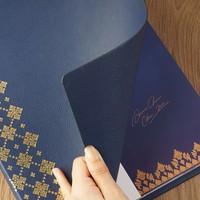 Carpeta de Menú de Alta Gama con Tapa Dura Estilo Mariposa, Forro Suave de PU, Hojas Sueltas Intercambiables, Impresas