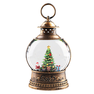 Décoration de Noël antique en plastique Père Noël à piles avec paillettes, eau tournante, lanterne musicale de Noël à LED, globe à neige - Product Image 6