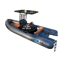 Bote Neumático Rígido de PVC con Certificación CE, para Pesca, con Casco de Aluminio en V Profunda, Familiar, de Lujo, con Consola, de 16 pies (4.8 m)