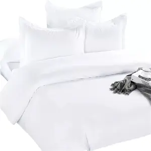 300t 400t 500t 100% Combed Cotton White Sateen King Full Queen Twin Size Fitted 4 Piece Set Bed Linen Supplier Hotel