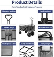 Chariot de service pliable, chariot utilitaire pliable, Portable, pour le jardin, la plage, le Camping, les courses, tendance