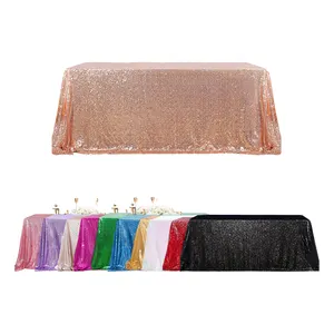 New Rectangle sequin table cloth Shiny Gold Round Sequin Tablecloth for Wedding Decoration