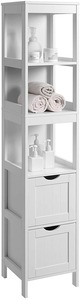 VASAGLE-<span class=keywords><strong>tocador</strong></span> de baño fino y estrecho, mueble de almacenamiento de esquina <span class=keywords><strong>con</strong></span> puertas y estantes, color blanco - Product Image 5