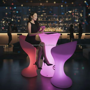 Juego de Muebles de Plástico para Jardín, Patio, Terraza, con Iluminación LED, Mesa de Bar Alta, Sillas y Sofá, para Fiestas y Eventos - Product Image 6