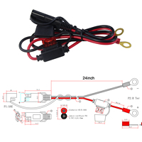 Kabel Harness SAE 1,5 Meter 16 AWG Berisolasi PVC dengan Terminal Ring dan Sekring 15A untuk Penggunaan Mobil