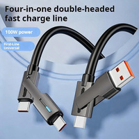 Câble USB-A Type-C TKT 2 en 2, 4 en 1, charge rapide et transfert de données, alliage d'aluminium, multifonctionnel, pour iPhone