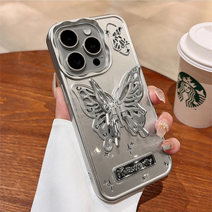 Custodia per telefono con staffa a farfalla in stile coreano per <span class=keywords><strong>iPhone</strong></span> <span class=keywords><strong>12</strong></span> 13 14 15 Pro Max <span class=keywords><strong>Cover</strong></span> antiurto con supporto in <span class=keywords><strong>Silicone</strong></span> morbido - Product Image 3