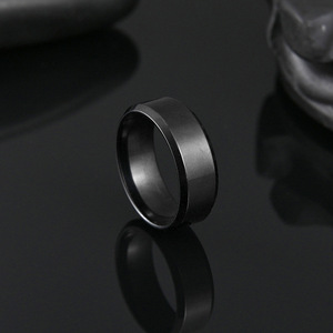 Bagues unies en acier inoxydable gravées, plaquées or 18 carats, argent, noir, bleu, arc-en-ciel, bijoux de fiançailles modernes pour homme - Product Image 4