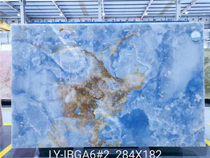 Thiết Kế Đồ Họa Vàng & Xanh Được Đánh Bóng +/-1Mm Khách Sạn Hiện Đại Onyx Cầu Thang Bước Gạch Minh Bạch Blue Marble Union Đá Big Slab - Product Image 5