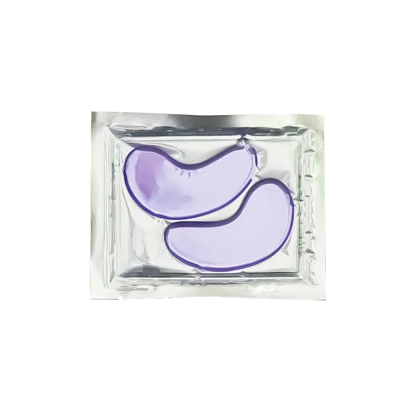 Vente en gros de feuille de masque pour les yeux soins de la peau masque pour les yeux au collagène violet hydrogel organique marque privée