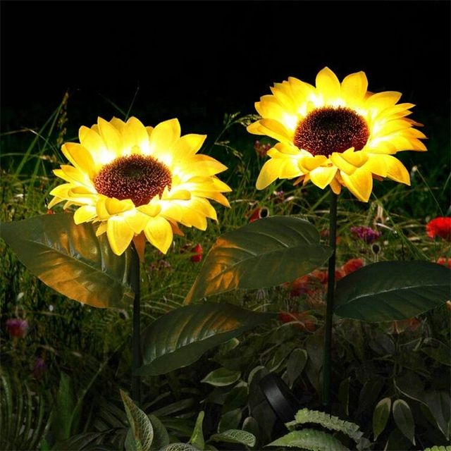 Hot Sale Outdoor Decorative Solar Flower Light Waterproof Sunflower Solar Flower
