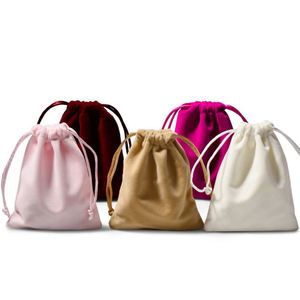 Vente en gros de petits sacs en velours à cordon personnalisés, anti-poussière, pour bijoux, contenants cadeaux - Product Image 2