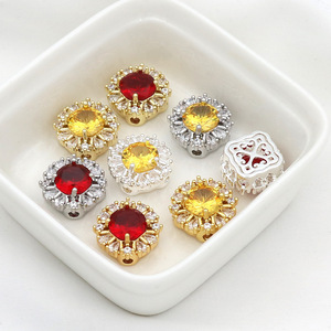 18k Gold Plated <b>Copper</b> Sunflower Zircon Jewelry Findings Multi Hole Diy <b>Bracelet</b> Necklace Components 14k Gold White Gold Silver - Product Image 1