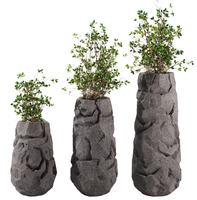 Série Stone - Pots de fleurs pour plantes d'intérieur et d'extérieur, forme carrée, écologiques, en plastique renforcé de fibres de verre, décoration de jardin et d'hôtel