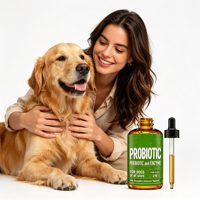 Tetes Cair Probiotik Alami untuk Anjing Kucing Minyak Ikan Labu Dukungan Kekebalan Tubuh Tinggi Protein OEM Label Pribadi
