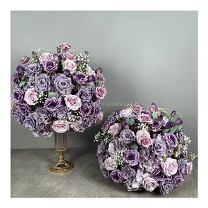 바이올렛 퍼플 컬러 50cm 라운드 인공 꽃 공 웨딩 장식 꽃