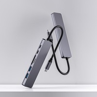 Hub USB Type C 7 in 1 dengan Stasiun Dock Data SD TF PD, Aksesori HDTV