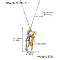 Collier détachable plaqué or 18 carats style romantique, pendentif étreinte d'amour, chaîne superposée, cadeau pour couple, bijoux unisexe tendance