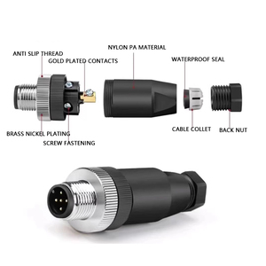 BEXKOM M5 M8 M9 M12 M16 M23 livraison rapide à faible coût IP67 connecteur de blindage EMC circulaire compatible liants Amphenols Phoenixs - Product Image 2