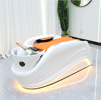 Lit de lavage de cheveux électrique pour salon de coiffure avec circulation d'eau, design moderne, bassin en céramique durable, grande taille, lit de massage pour le lavage des cheveux