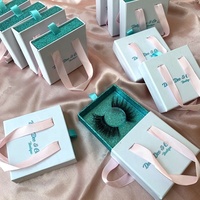 Boîte de faux cils de luxe avec ruban rose, boîte de cils avec logo personnalisé