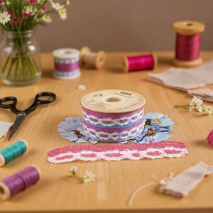 Strisce di pizzo ILAN 2,7 cm x 16 m colore pesca per decorazioni e lavori artigianali - Product Image 2