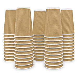 ฝากระดาษคราฟท์ฉนวนผนังสองชั้น6/8/9/12ออนซ์ถ้วยลายคลื่นย่อยสลายได้พิมพ์แบบกำหนดเองสำหรับชากาแฟเตกิลาไวน์ - Product Image 1