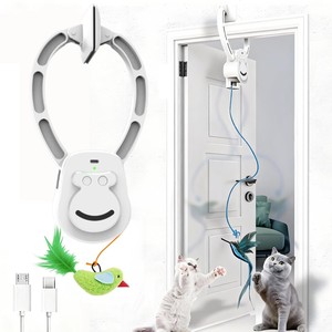 นกกระพือเล่นออกกำลังกายแบบโต้ตอบสำหรับแมวของเล่นสำหรับแมวทำจากโพลีเอสเตอร์สีขาวแบบอัตโนมัติหรูหราแบบโต้ตอบได้ - Product Image 1