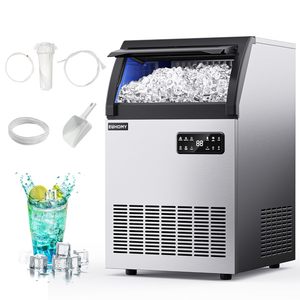 Máquina de Hielo Comercial EUHOMY de 200 lb/24 h, Acero Inoxidable, Bajo Mostrador, con Filtro de Agua, Capacidad de Almacenamiento de 33 lb - Product Image 1