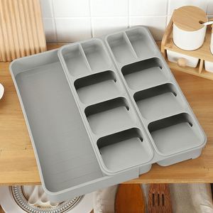 Accessoires de cuisine très demandés : Organisateur de tiroir à couverts extensible, plateau de rangement en plastique pour ustensiles - Product Image 4