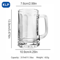 KLP 11 OZ Verre à bière de grande capacité Verre à bière Soda Lime transparent avec logo personnalisé