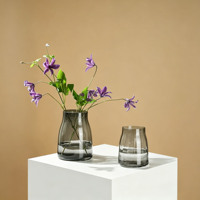 Vase en verre nordique minimaliste avec base en bois, pot de fleurs hydroponique créatif, décoration de table pour salon, ornement d'aquarium