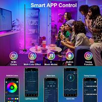 Lámpara de Pie RGBIC Basic, Lámpara de Esquina LED Compatible con Aplicaciones y Control Remoto, Lámpara de Pie con Sincronización Musical y 16 Millones de Colores
