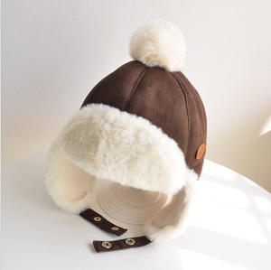 2025 mode enfants hiver chapeau bébé chaud bonnets avec anneau pompons coupe-vent ski oreille casquettes écharpe chapeau et gant ensembles pour les filles - Product Image 2